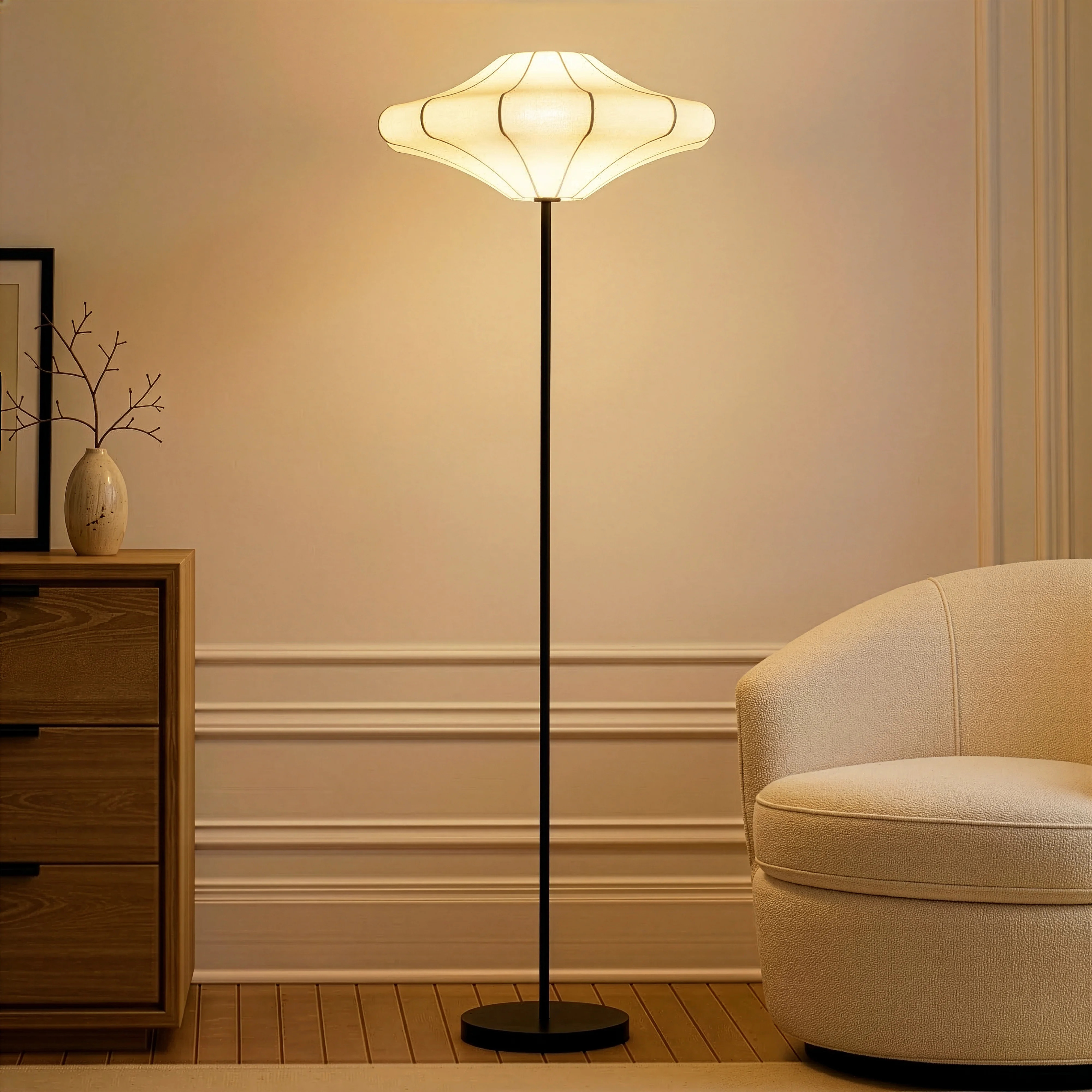 Atlas 64.5 in. Modern LED Energy Efficient Floor Lamp with Unique Resin Round Shade | Wayfair North America
