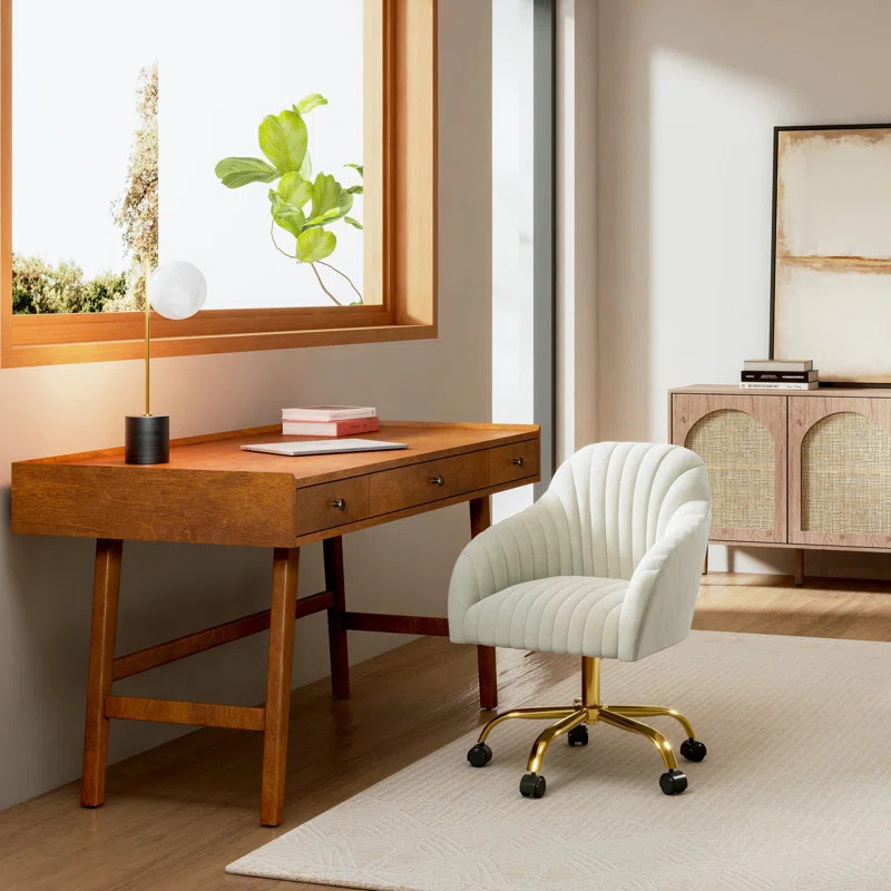 AdanContemporary Velvet Task Chair withWood Frame and Back | Wayfair North America