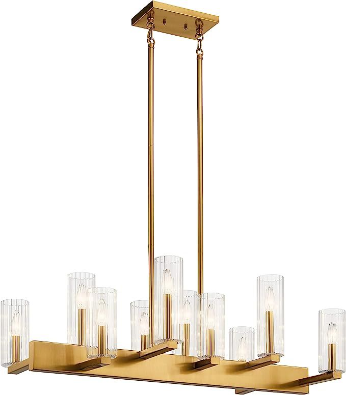 Kichler 44316FXG Transitional Ten Light Linear Chandelier from Cleara Collection, Champ, Gld Leaf... | Amazon (US)