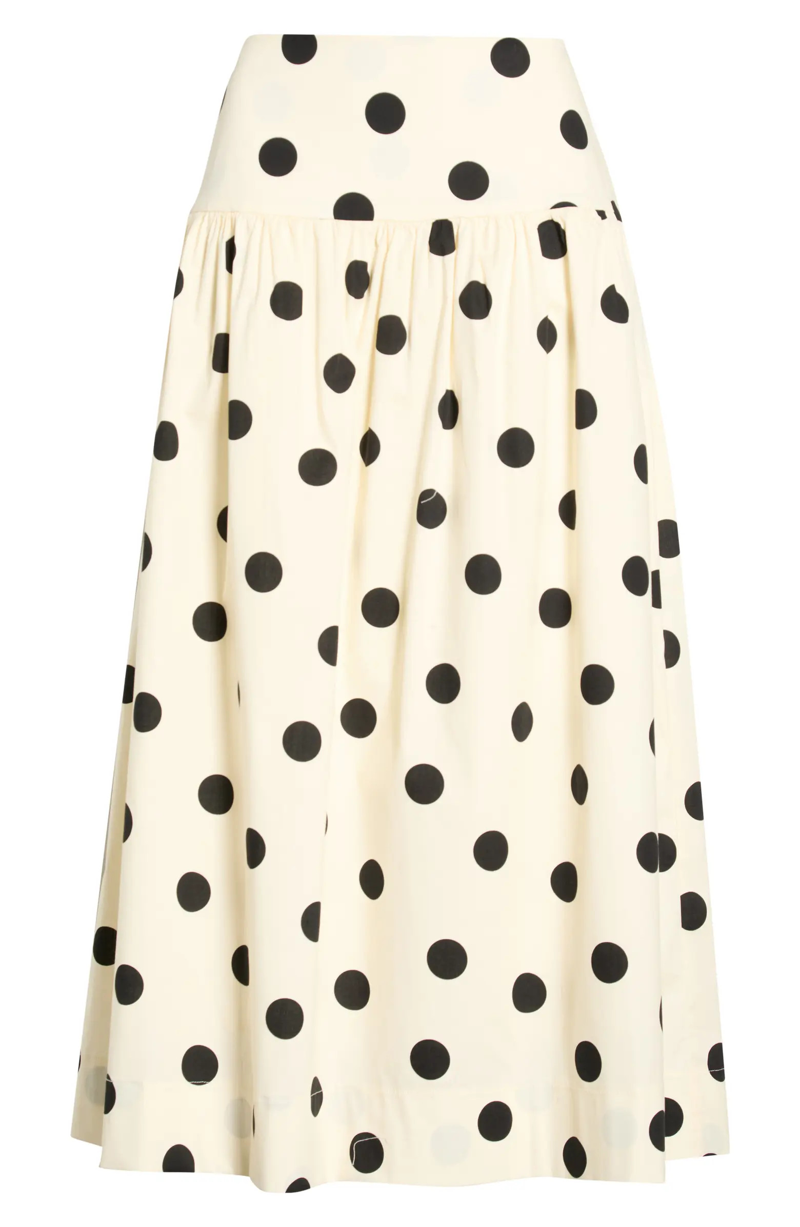 WAYF Mia Polka Dot Stretch Cotton Midi Skirt | Nordstrom | Nordstrom