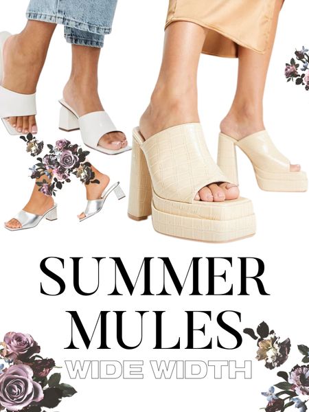 Wide width summer mules. Platforms and mules! Perfect easy comfortable summer shoes! #mules #summershoes #platformshoes 

#LTKstyletip #LTKcurves #LTKfit