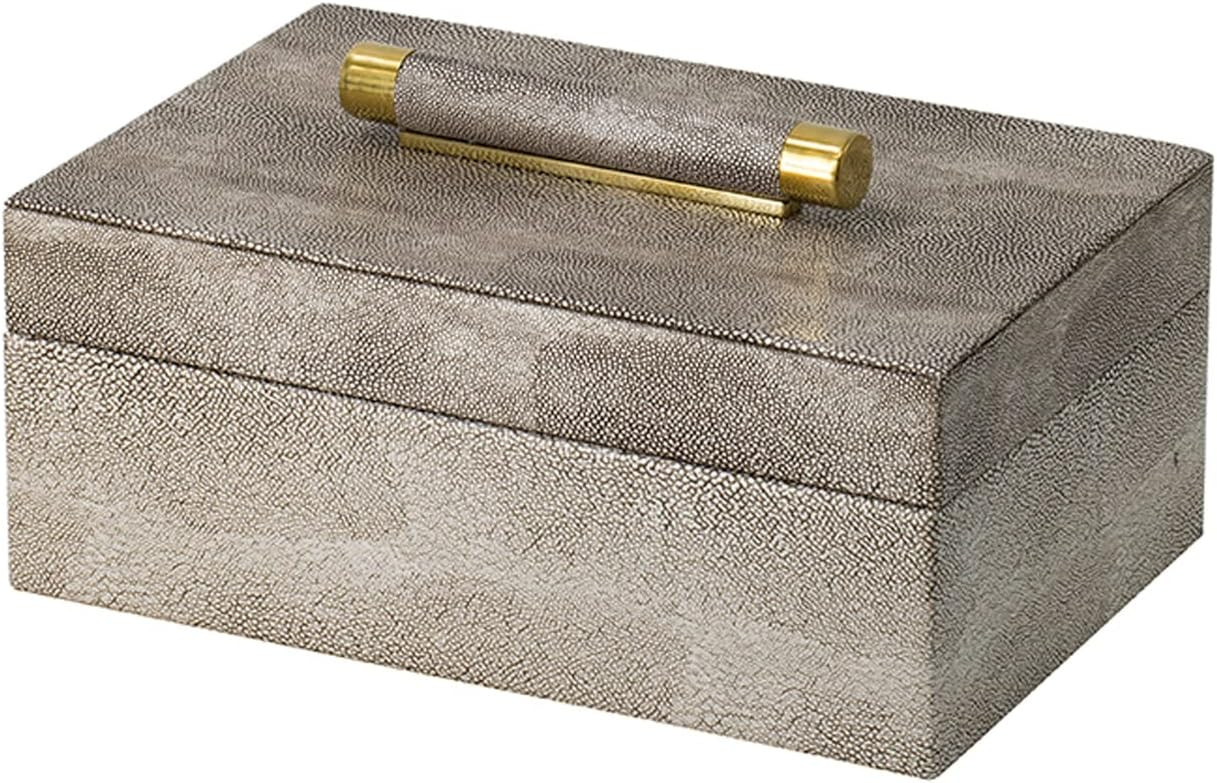 A&B Home Textured Print Decorative Rectangular Boxes with Wrapped Handles - Set of 2 - Taupe Fini... | Amazon (US)