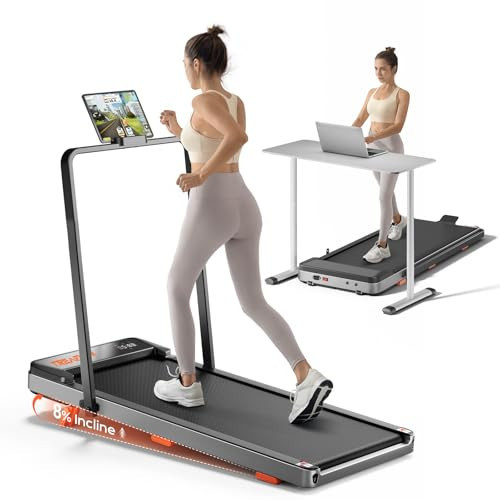 TREAFLOW Walking Pad,Treadmill with Incline for Home Office, 2.5HP Portable Under Desk Treadmill with 265 Lbs Capacity,Remote Control, Led Display, Light Silver | Amazon (US)