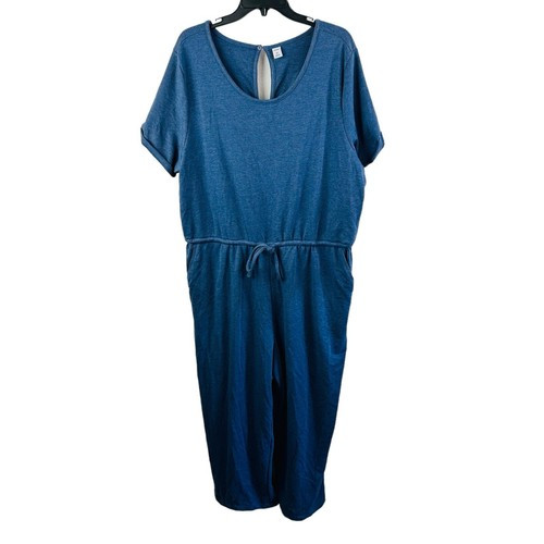 Old Navy Blue French Terry Short Sleeve Tie Waist Jumpsuit Size XXL | eBay US