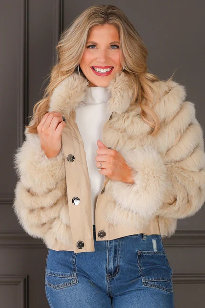 Winter Park Irish Cream Reversible Silk & Fox Fur Jacket | The Willow Tree