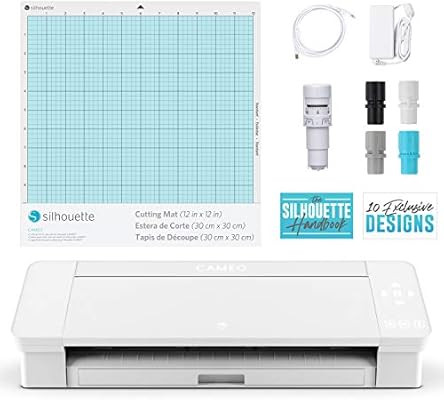Silhouette Cameo 4 with Bluetooth, 12x12 Cutting Mat, Autoblade 2, 100 Designs and Silhouette Stu... | Amazon (US)