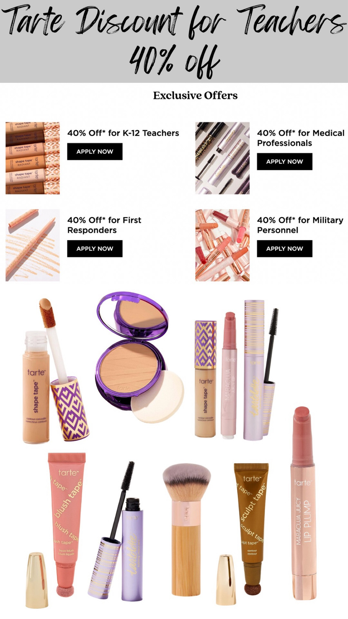 🍎✏️ Teacher Appreciation Alert! Score 40% off on Tarte makeup as a special treat for our hardworking educators! 📚💄 #TeacherAppreciation #MakeupDeals #BackToSchoolBeauty

#LTKsalealert #LTKbeauty