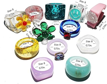Little star shop Indie Collocation Totally Different From Other Brand Chunky Rings Colorful Trend... | Amazon (US)