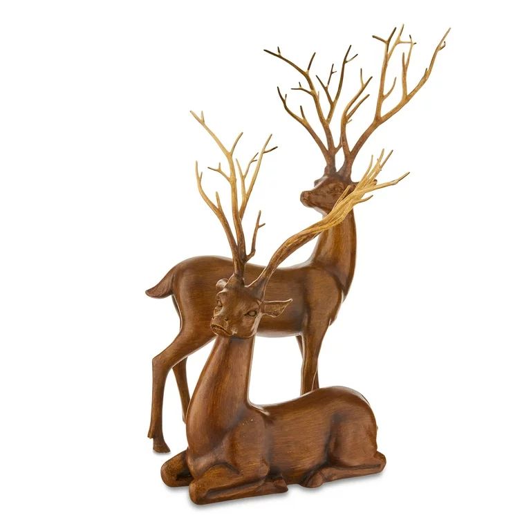Set of 2 Brown Deer Tabletop Decoration, 17.75 in, by Holiday Time | Walmart (US)