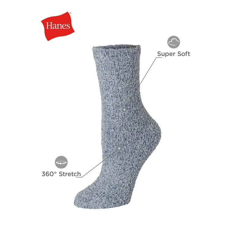 Hanes Women's Cozy Crew Socks, 6-Pairs Pink/Pur/Blue/Grey Solid Asst 5-9 | Walmart (US)