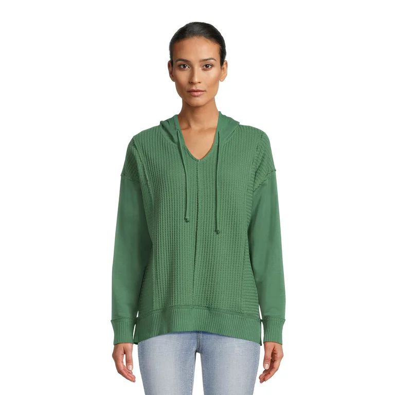 Time and Tru Women's Waffle Texture Hoodie, Sizes S-3XL | Walmart (US)