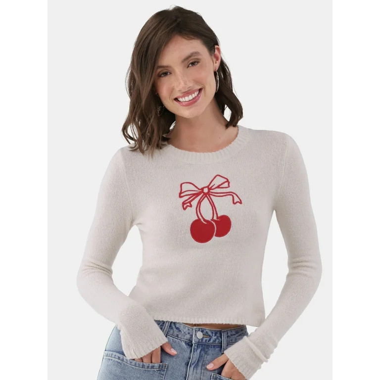 No Boundaries Crewneck Pullover Sweater, Women's and Women's Plus | Walmart (US)