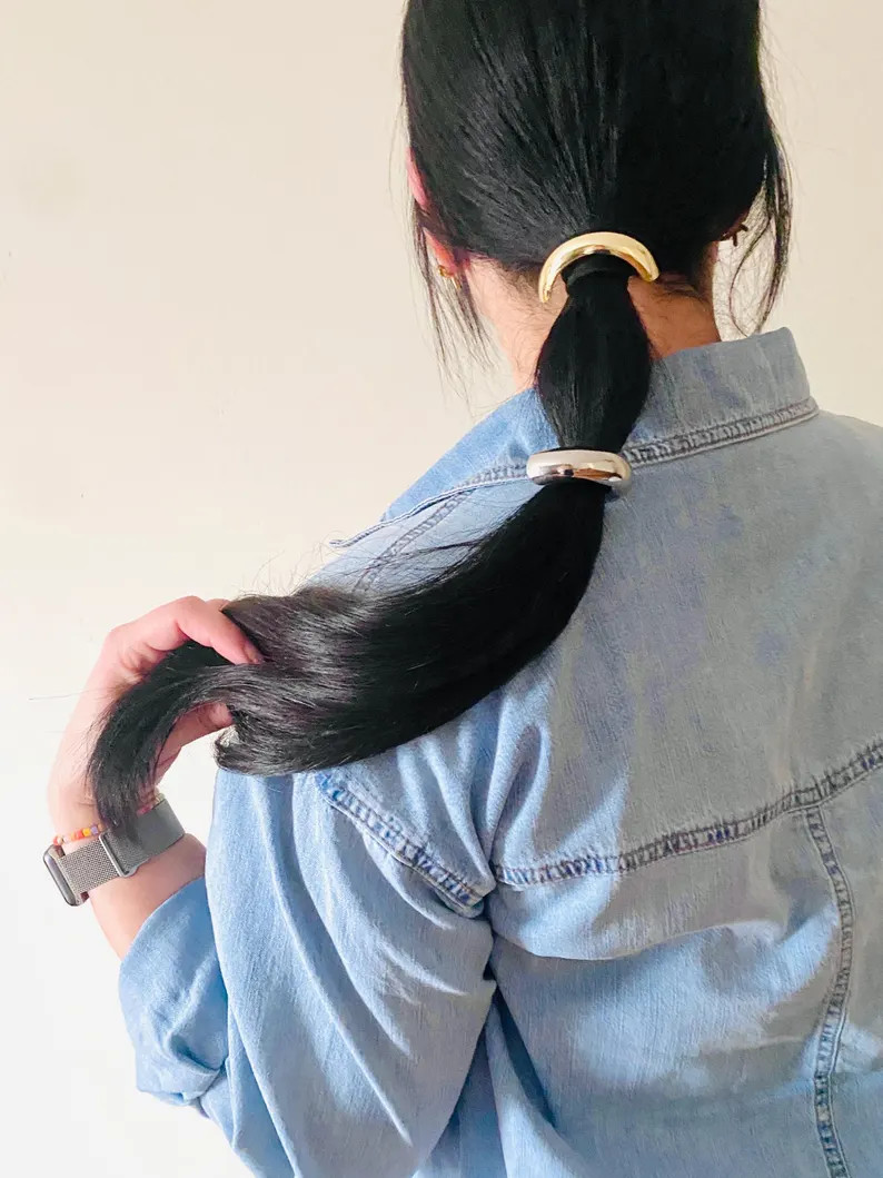 Glossy Arch Ponytail Cuff: Metallic Hair Tie | Etsy (US)