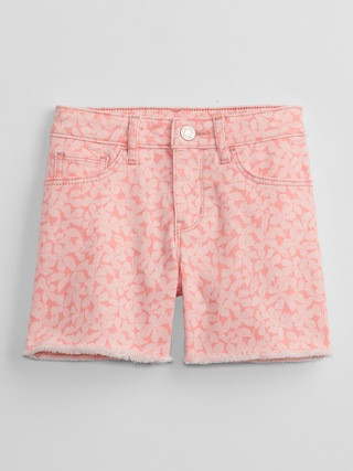 Kids Mid Rise Print Midi Denim Shorts with Washwell | Gap Factory