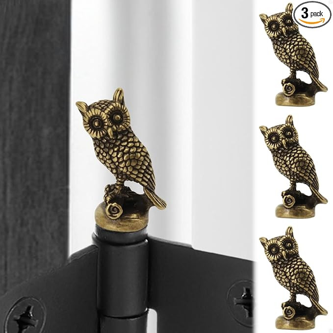 SnugMag Brass Owl Hinge Heads Decorative Topper - Magnetic Door Hinge Toppers Set of 3 - Bird Mag... | Amazon (US)