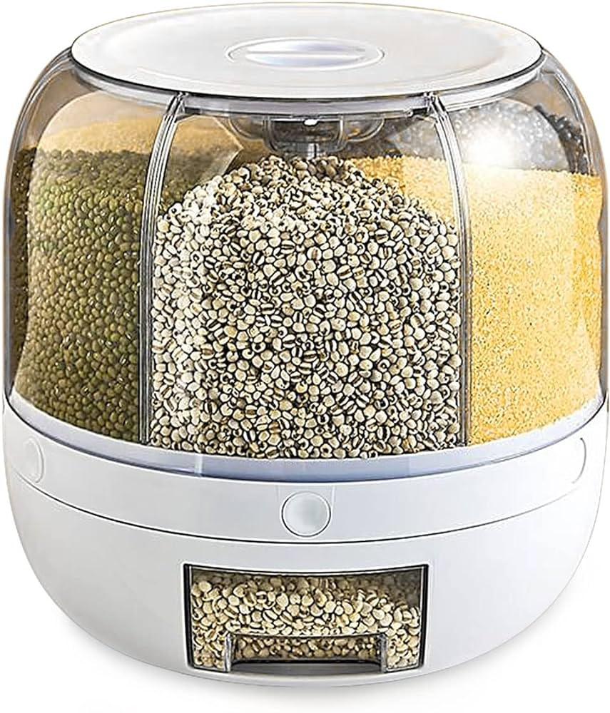 Amazon.com: PIOJNYEN Grain Storage Container Dispenser, 22Lbs rice dispenser rotating, 360° rota... | Amazon (US)