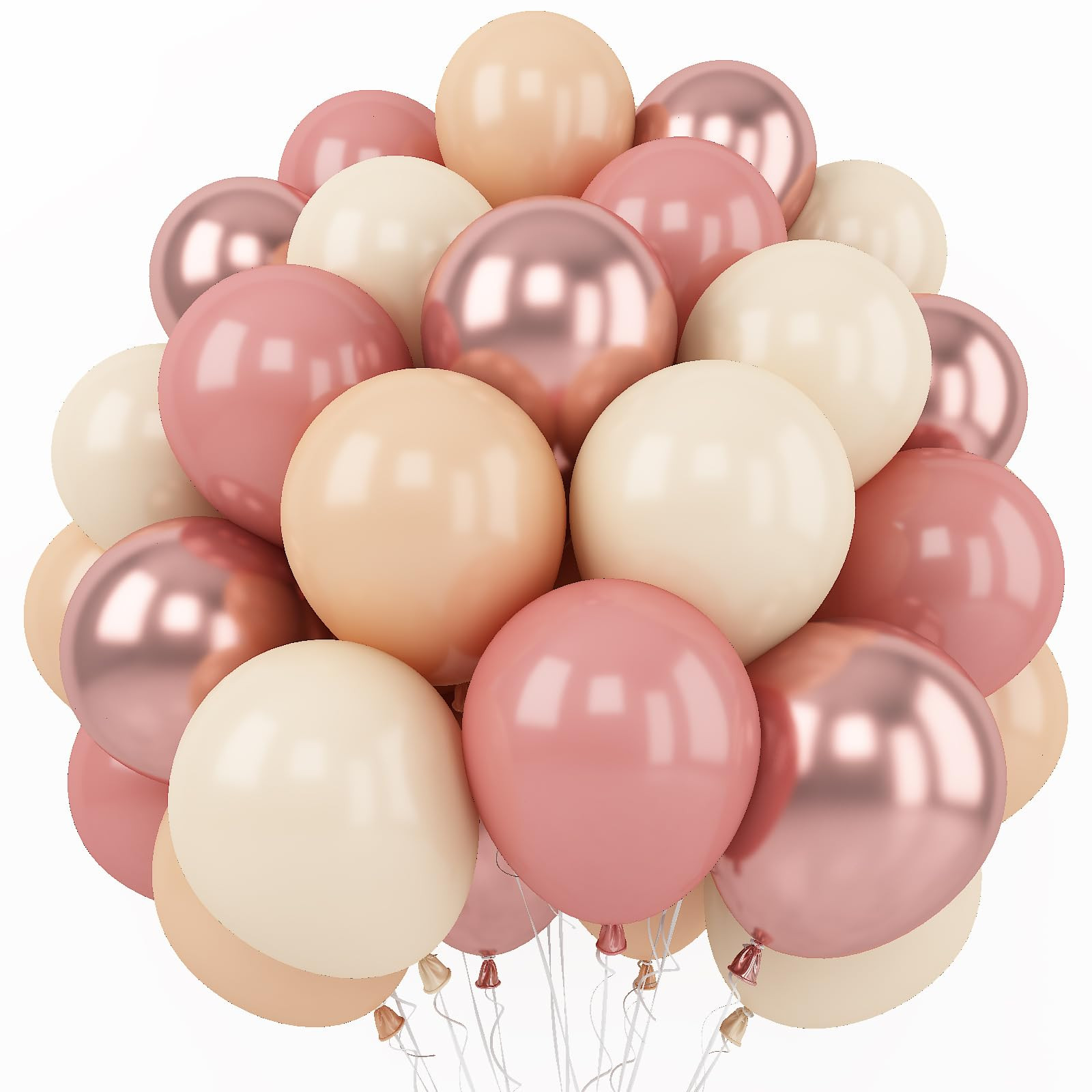 Retro Blush Pink Balloons, 60 Packs 12 Inch Dusty Pink Metallic Chrome Rose Gold White Sand Nude ... | Amazon (US)