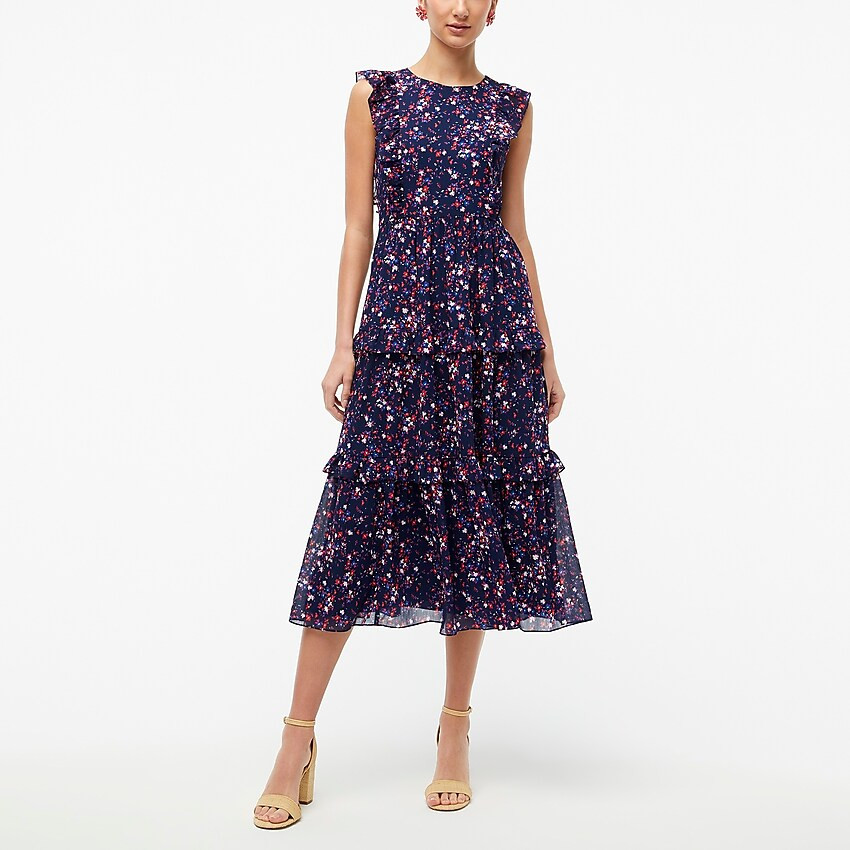 Sleeveless floral ruffle tiered maxi dress | J.Crew Factory