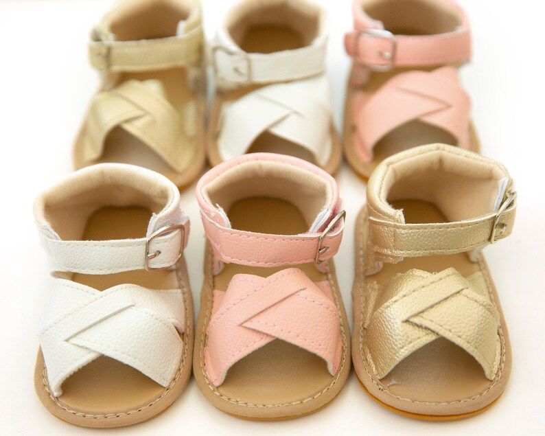 White Baby Girl Sandals Baby Girl Shoes Pleather Baby Girl Sandals Soft Sole Baby Sandals Girl Cr... | Etsy (US)