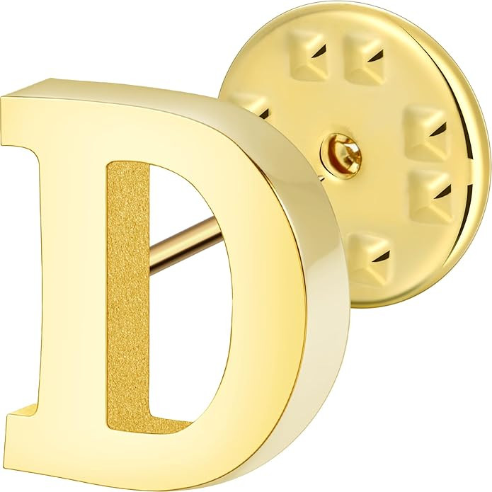 Initial Lapel Pin for Men Women, Brooch Pins for Men Suits, Metal Button Pins in 18K Gold and Sil... | Amazon (US)