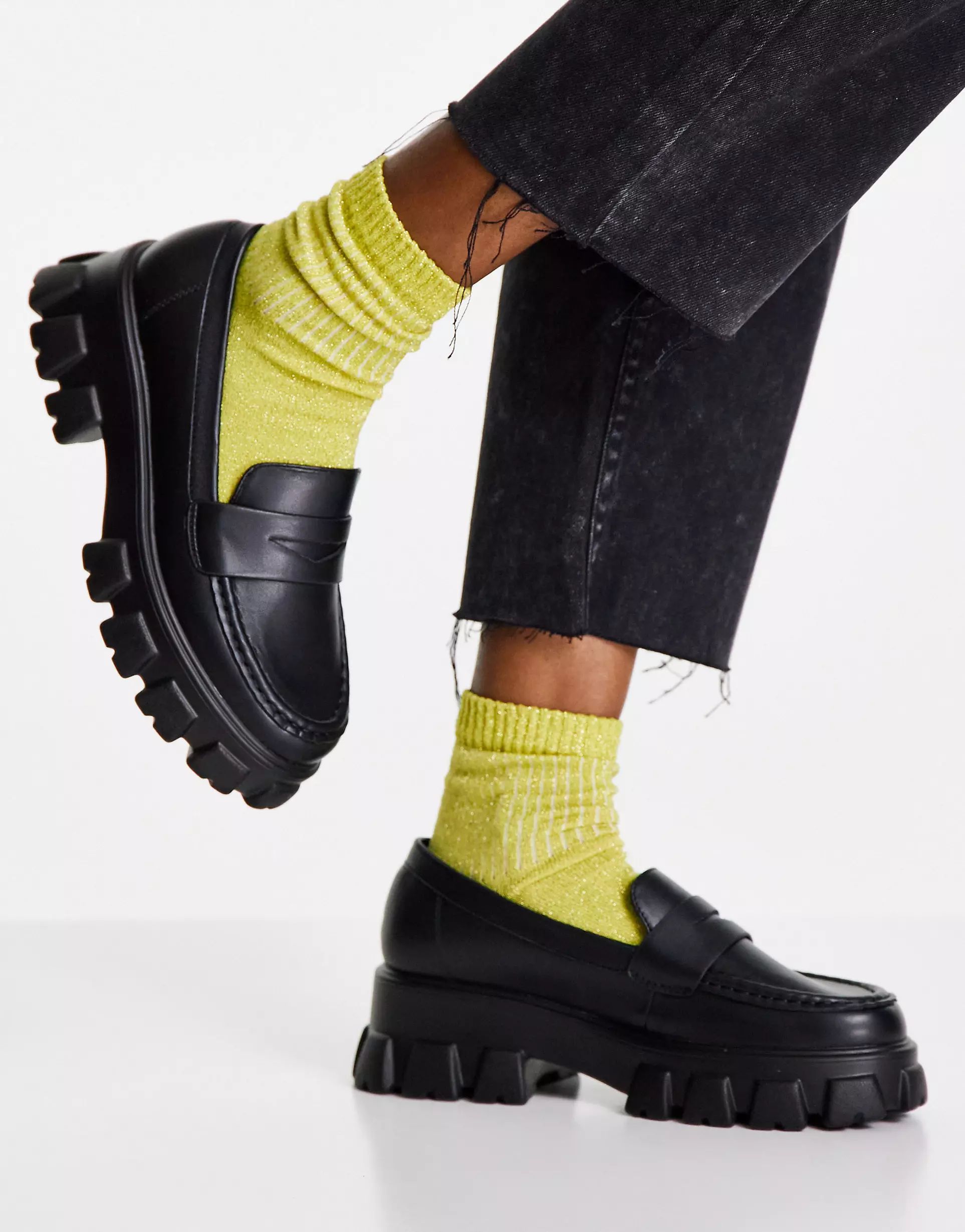 Glamorous chunky loafer shoes in black | ASOS (Global)