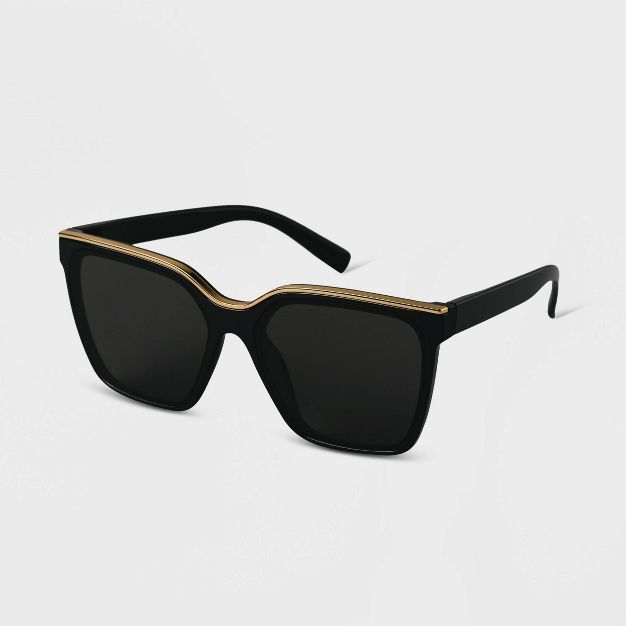 Women's Plastic Square Sunglasses - A New Day™ Black | Target