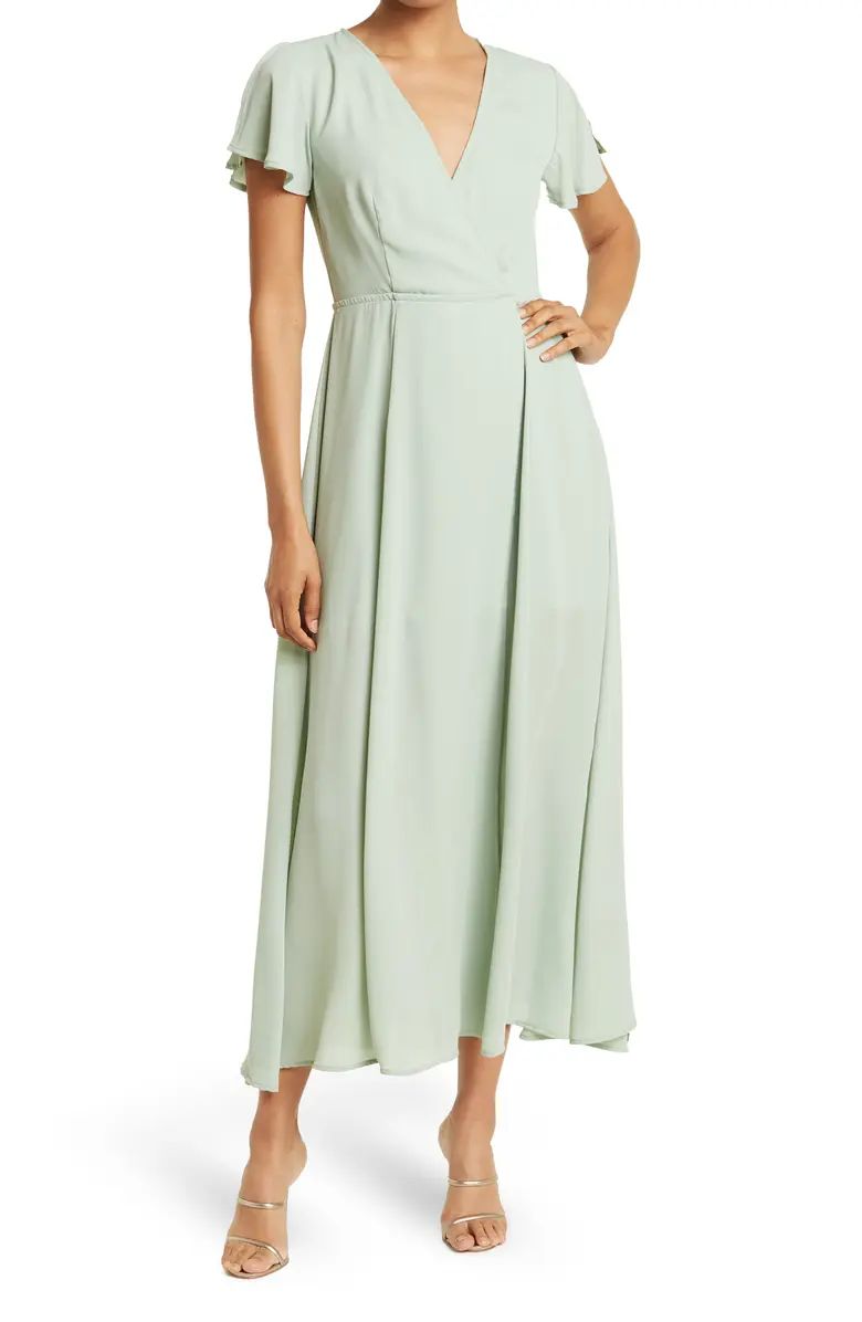 Flutter Sleeve Wrap Maxi Dress | Nordstrom Rack