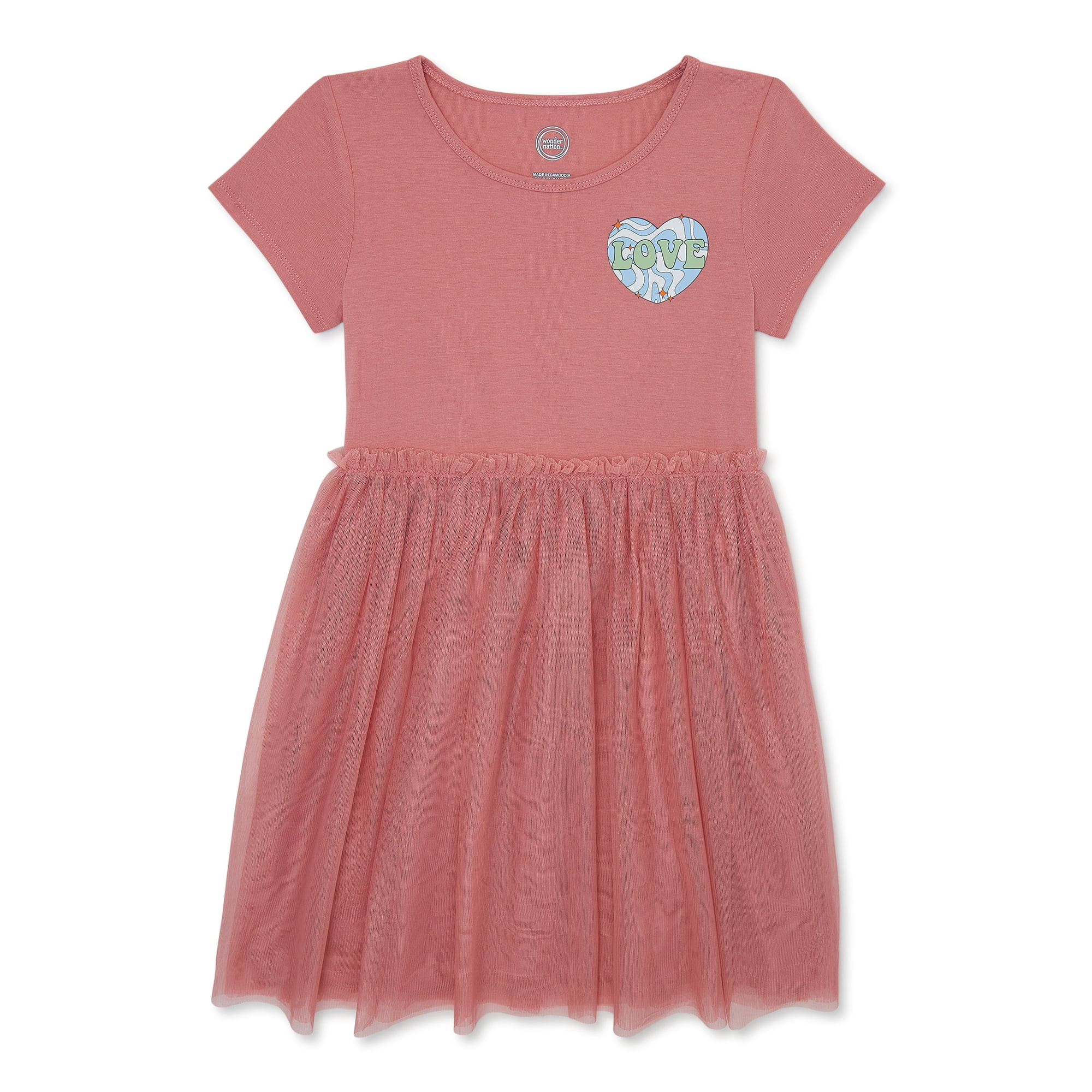 Wonder Nation Girls Heart Tutu Dress, Sizes 4-18 & Plus | Walmart (US)