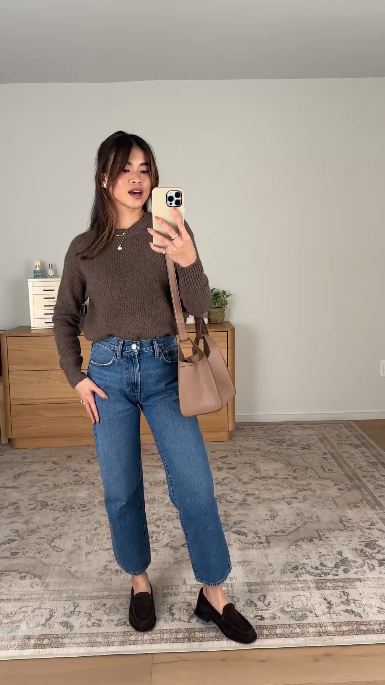 I love the texture on this @Quince sweater! Perfect for fall.

Sizing info:
-Quince 100% Yak Wool Diamond Stitch Crew (Size Small in heather Brown) 
-Quince Bella Rigid Straight Jeans (Size 24 Short in Horizon Blue)

petite fashion, get dressed with me, outfit inspiration, ootd, nashville outfit, Nashville influencer, petite style, vacation style, casual outfits, mom style, petite pants, fall outfits, fall outfit info, fall pants, fall outfit idea, fall top, fall sweater, fall shoes, quince, summer top, petite jeans, quince, quince jeans, quince haul, summer sweater,

#LTKootd #LTKSeasonal #LTKPetite