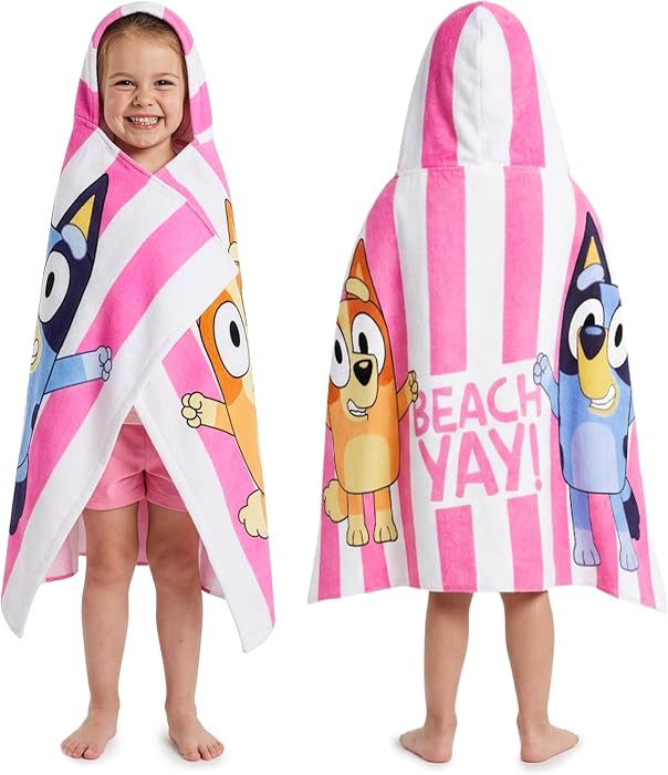 Get Trend Bluey Bath Towels with Hood for Girls, Soft Absorbent Cotton Beach Towel, Swimming Pool... | Amazon (US)