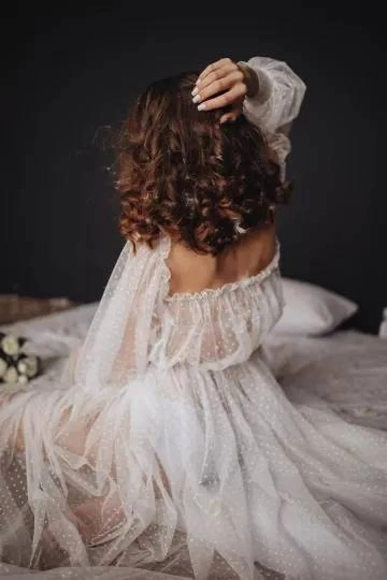 Tulle Maternity Photo Shoot Gown, See Through Maternity Dress, Elegant Pregnancy Dress, White Pol... | Etsy (US)