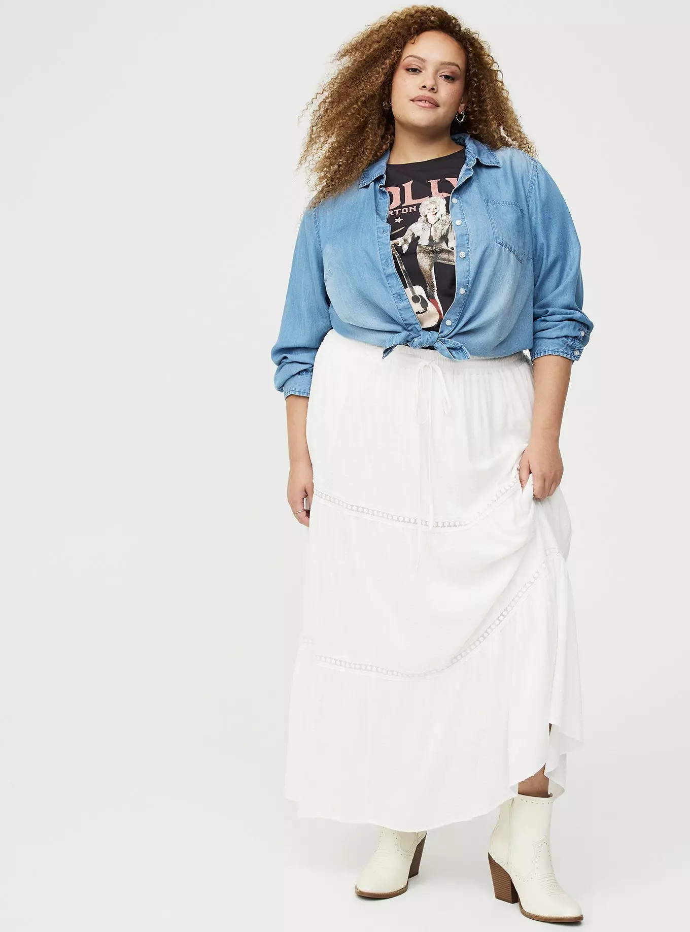 Swiss Dot Tiered Maxi Skirt | Torrid (US & Canada)