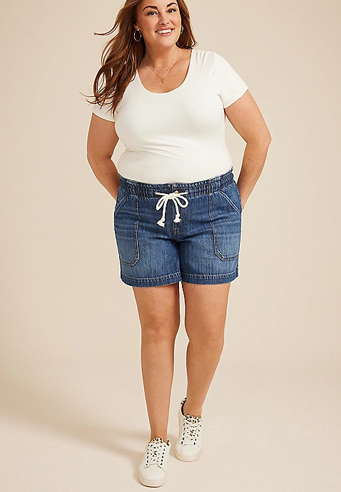 Plus Size m jeans by maurices™ Soft Dark High Rise 6in Short | Maurices