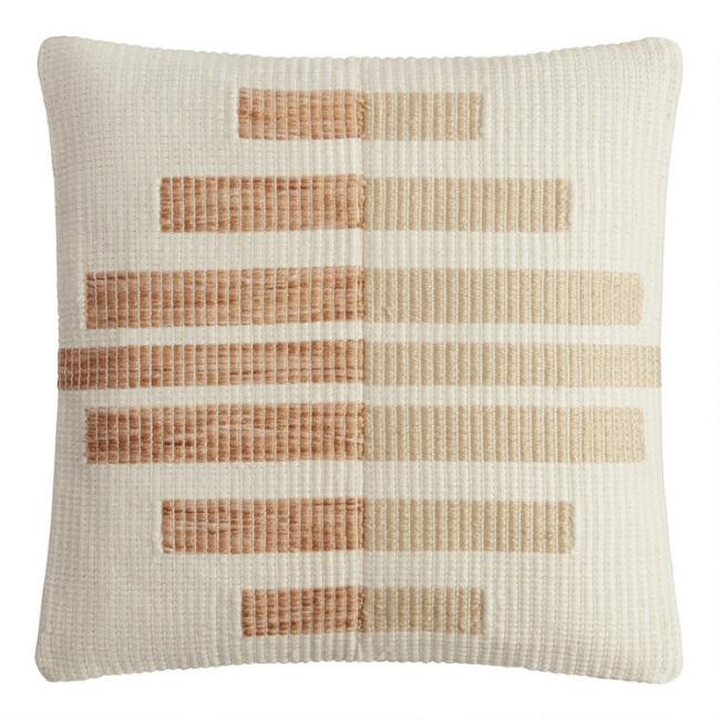 Orange and Tan Geo Indoor Outdoor Throw Pillow | World Market