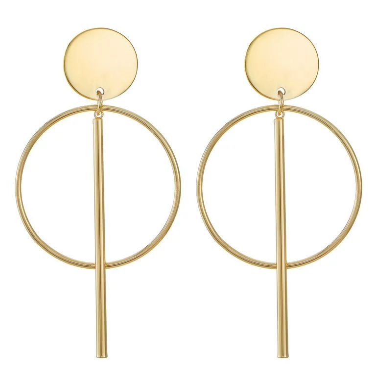 Scoop Women's 14K Gold Flash-Plated Circle Earring - Walmart.com | Walmart (US)