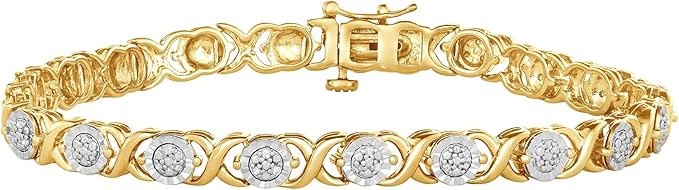 1/4 Carat Diamond Sterling Silver Miracle Plate Cross link Diamond Bracelet (Diamond Quality IJ-I... | Amazon (US)