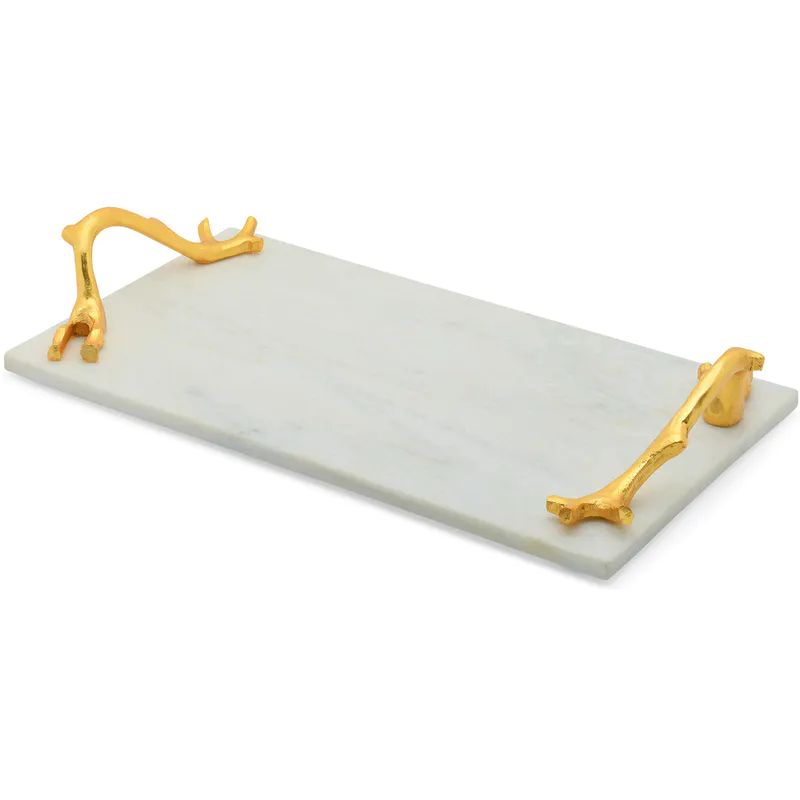 Berkware White Marble Tray With Gold Plated Handles | Verishop