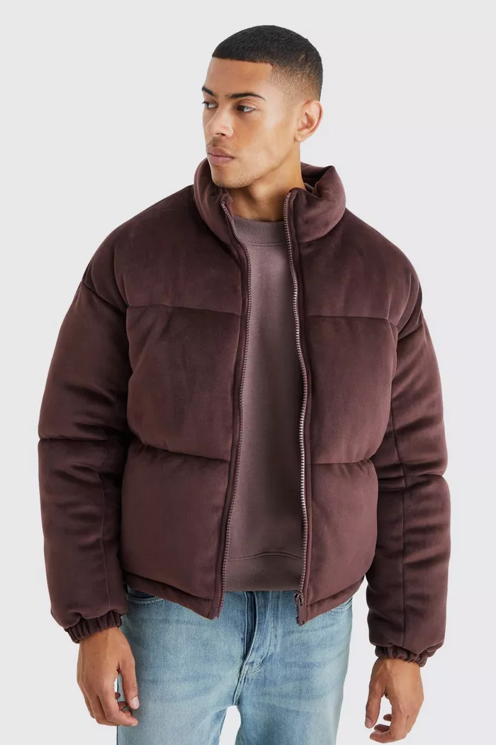 Plush Suede Funnel Neck Puffer | boohoo (US & Canada)