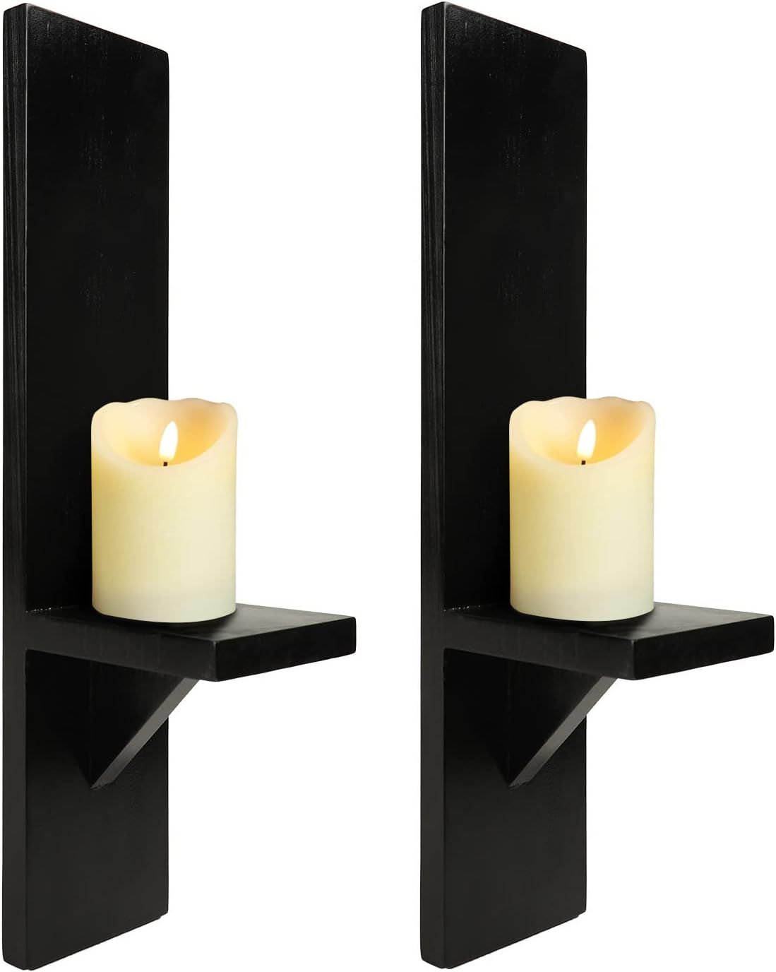 Amazon.com: Wall Candle Sconces Set of 2, Decorative Wooden Candle Holder, Farmhouse Candle Sconc... | Amazon (US)