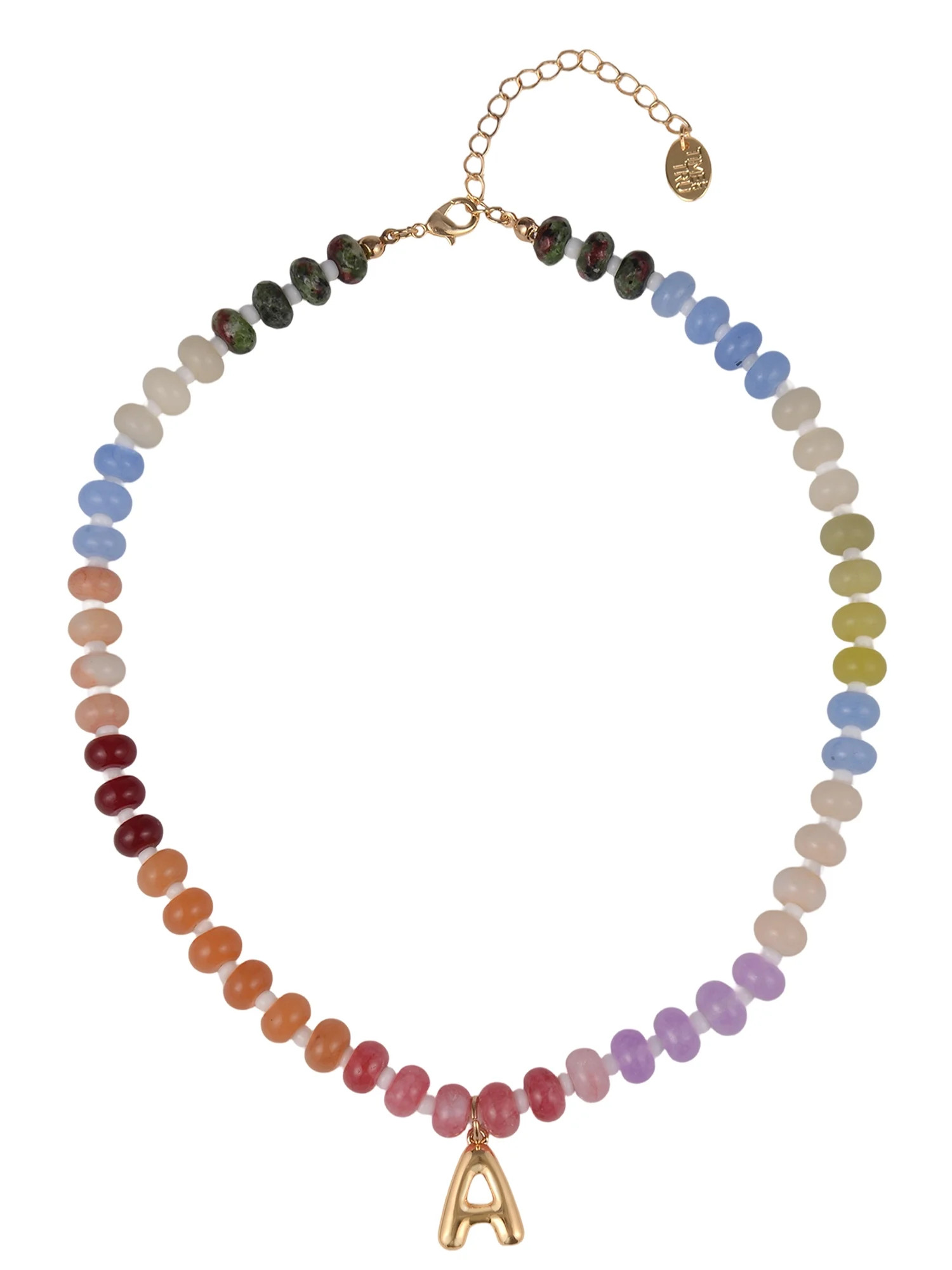 Time and Tru Goldtone Multicolored Bead Initial "A" Necklace | Walmart (US)