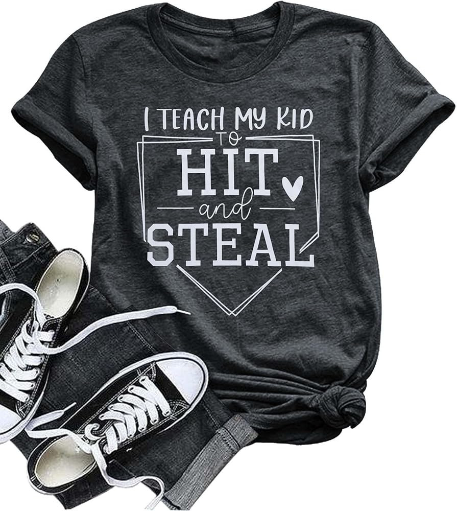 VILOVE Baseball Mama Shirt - Women's Baseball Mom T-Shirt with Heart Design | Amazon (US)
