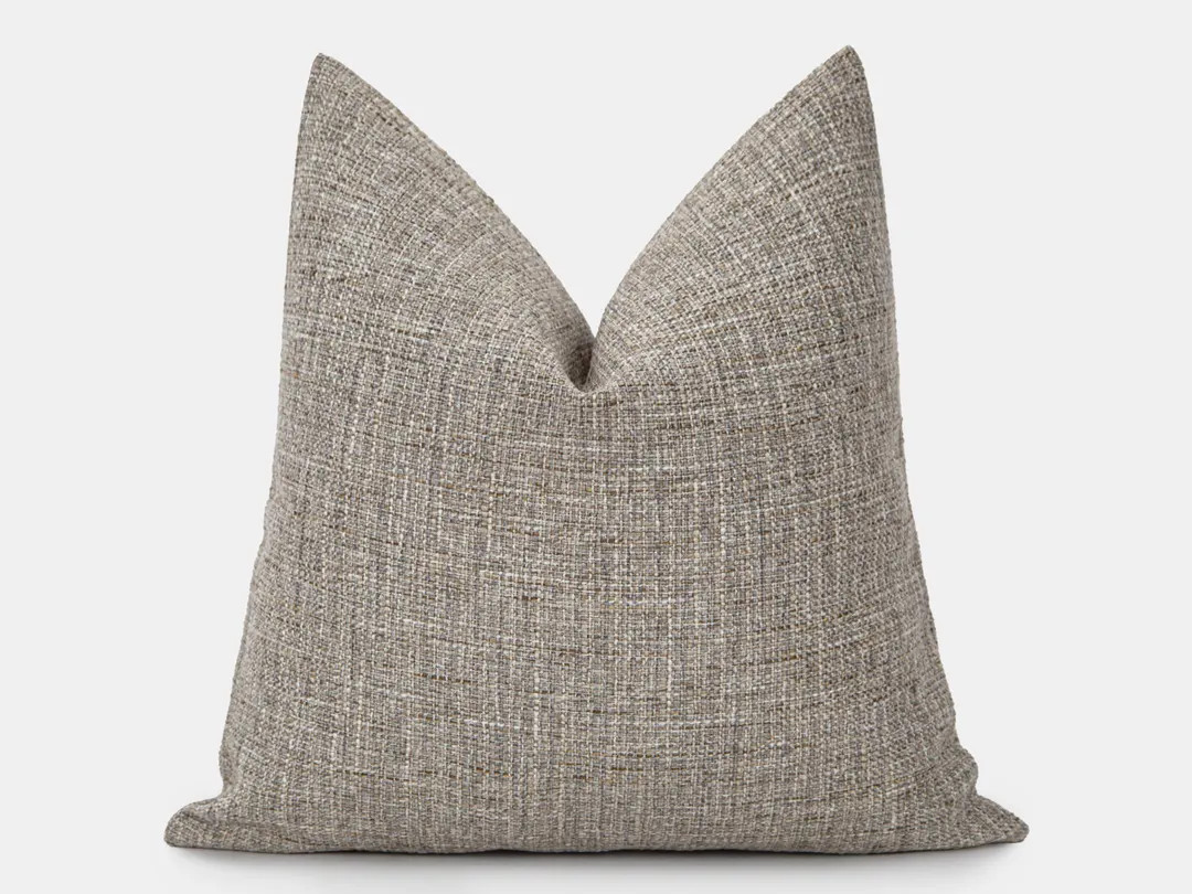 Warm Gray Pillow Cover • Neutral Boho Euro Sham • Boho Chic Pillow Cover • Neutral Throw Pi... | Etsy (US)