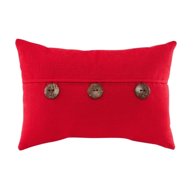 Mainstays Dynasty Oblong 3-Button Decorative Polyester Throw Pillow, 14" x 20", Red | Walmart (US)