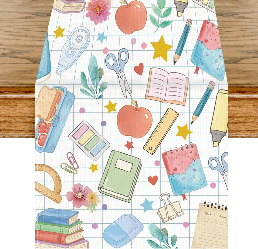 Back to School Table Runner, First Day School Party Table Decoration | Amazon (US)