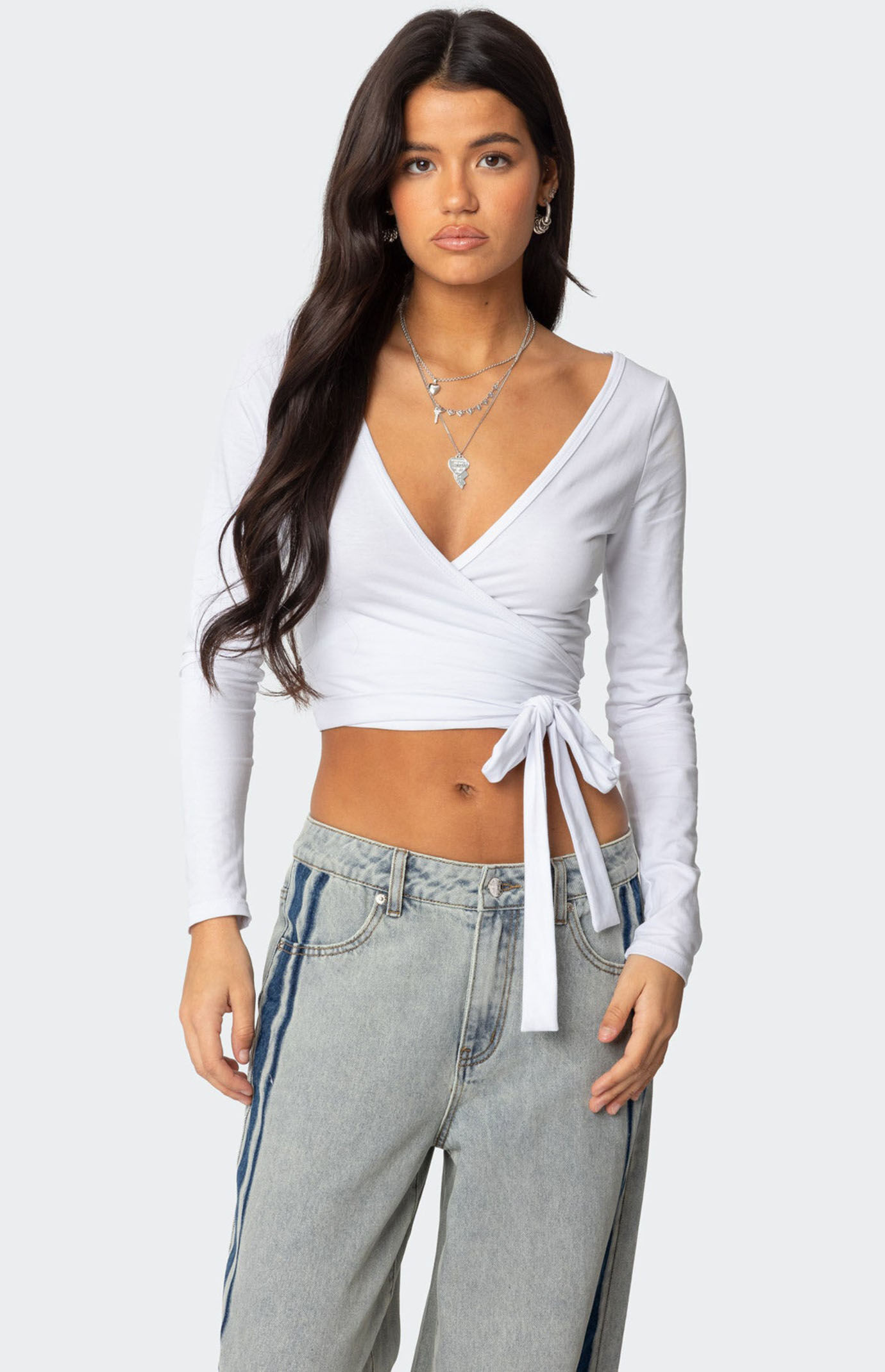 Edikted Women's Aila Wrap Top in White - Size XS | PacSun