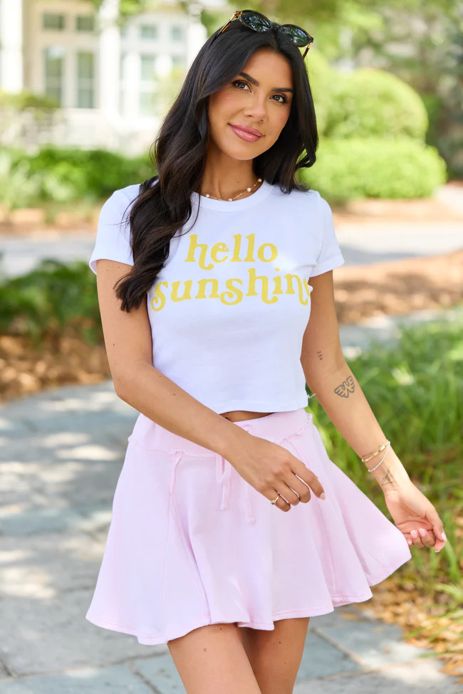 Hello Sunshine White Baby Graphic Tee | Pink Lily