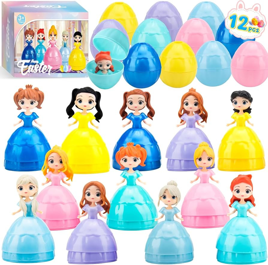 Prefilled Princess Easter Eggs-12 Pack Surprise Doll Toys for Girls, Easter Basket Stuffers, Egg ... | Amazon (US)