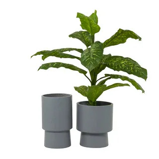 Magnesium Oxide Modern Planter (Set of 2) - S/2 14", 17"H - White | Bed Bath & Beyond