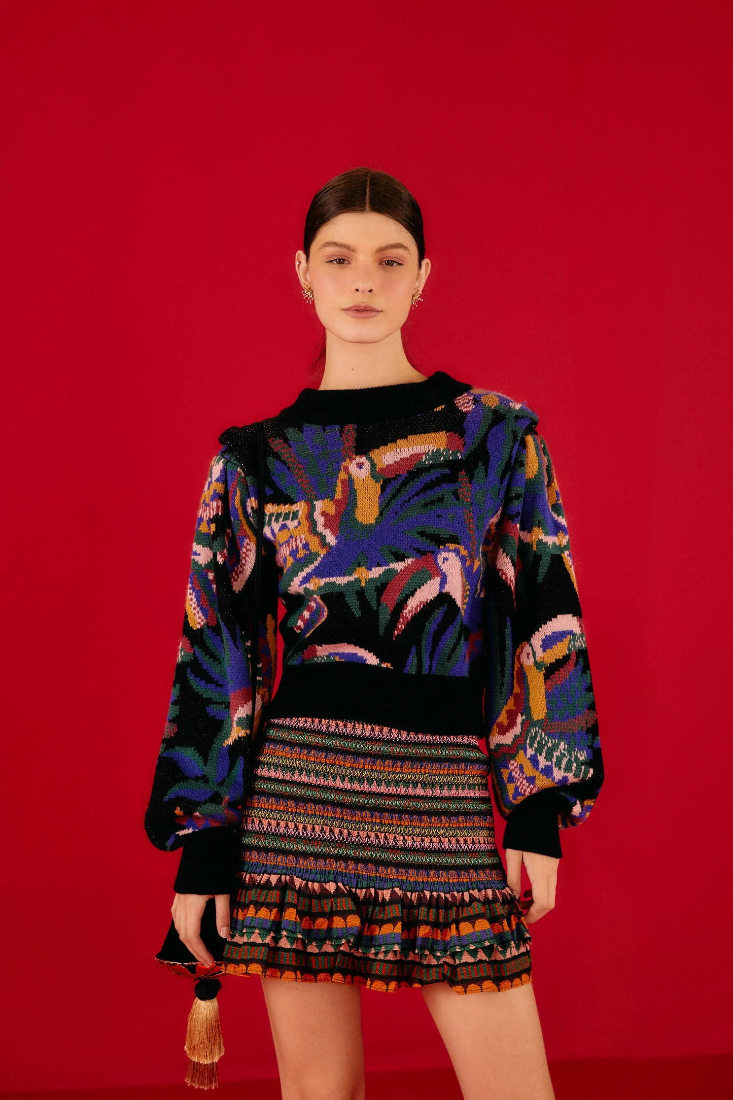 Graphic Toucans Stripes Mini Skirt | FarmRio (US)