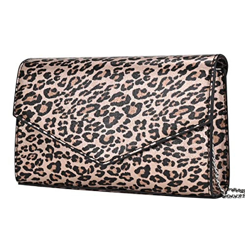 GM LIKKIE Clutch Purse for Women, Evening Envelope Clutch Bag, Crossbody Foldover PU Leather Shoulder Handbag (BrownLeopard) | Amazon (US)